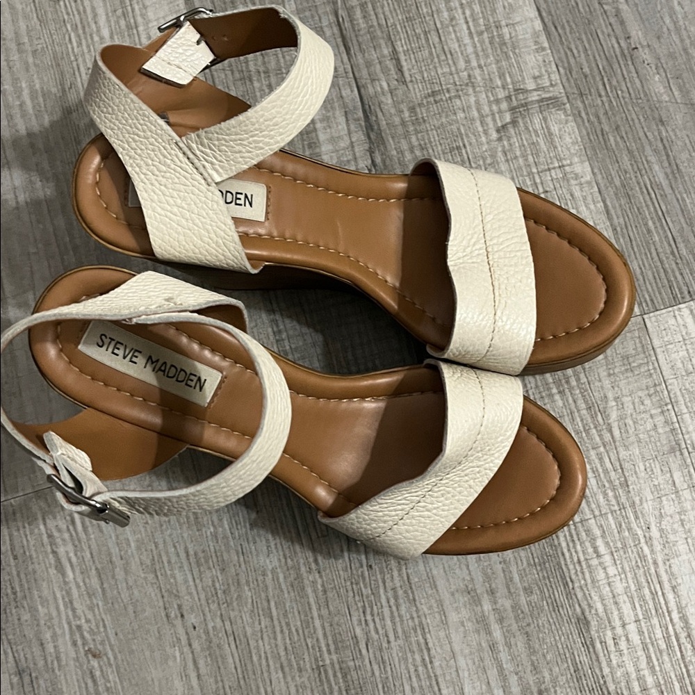 Steve Madden Leather Wedge Sandals - Picture 4 of 14